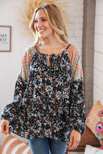 Load image into Gallery viewer, Boho Floral Ethnic Print Front Tie Woven Blouse