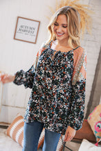 Load image into Gallery viewer, Boho Floral Ethnic Print Front Tie Woven Blouse