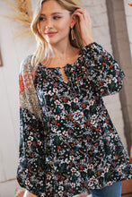 Load image into Gallery viewer, Boho Floral Ethnic Print Front Tie Woven Blouse