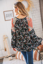 Load image into Gallery viewer, Boho Floral Ethnic Print Front Tie Woven Blouse