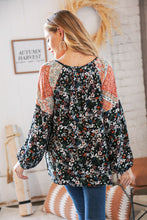 Load image into Gallery viewer, Boho Floral Ethnic Print Front Tie Woven Blouse