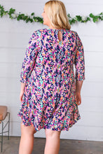 Load image into Gallery viewer, Navy Floral Flare Midi Dress