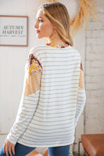 Load image into Gallery viewer, Mustard Two-Tone Chevron Stripe &amp; Floral Patchwork Top