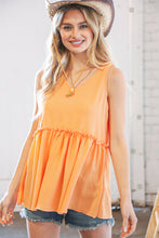Load image into Gallery viewer, Peach V Neck Sleeveless Ruffle Frill Tunic