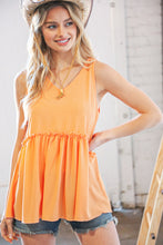Load image into Gallery viewer, Peach V Neck Sleeveless Ruffle Frill Tunic
