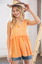 Load image into Gallery viewer, Peach V Neck Sleeveless Ruffle Frill Tunic