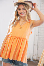 Load image into Gallery viewer, Peach V Neck Sleeveless Ruffle Frill Tunic