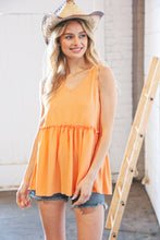 Load image into Gallery viewer, Peach V Neck Sleeveless Ruffle Frill Tunic