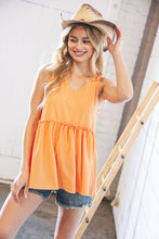 Load image into Gallery viewer, Peach V Neck Sleeveless Ruffle Frill Tunic