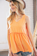 Load image into Gallery viewer, Peach V Neck Sleeveless Ruffle Frill Tunic
