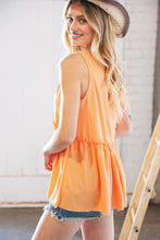 Load image into Gallery viewer, Peach V Neck Sleeveless Ruffle Frill Tunic