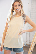 Load image into Gallery viewer, Tan Leopard Crochet Waffle Banded Sleeve Top