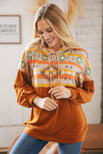 Load image into Gallery viewer, Rust Aztec Hacci Color Block Hoodie
