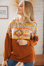 Load image into Gallery viewer, Rust Aztec Hacci Color Block Hoodie