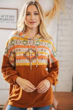 Load image into Gallery viewer, Rust Aztec Hacci Color Block Hoodie