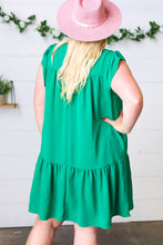 Load image into Gallery viewer, Green Yoke Poplin Woven Dress