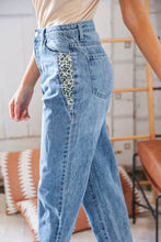 Load image into Gallery viewer, High Waist Leopard Print Washed Pocketed Ankle Torn Jeans