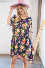 Load image into Gallery viewer, Navy Drop Shoulder Midi Knit Pocketed Dress