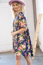 Load image into Gallery viewer, Navy Drop Shoulder Midi Knit Pocketed Dress