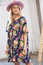 Load image into Gallery viewer, Navy Drop Shoulder Midi Knit Pocketed Dress
