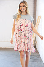 Load image into Gallery viewer, Blush Floral Crinkle Rayon &amp; Terry Babydoll Tiered Dress