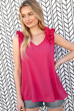 Load image into Gallery viewer, Fuchsia Frill Shoulder Sleeveless Crepe Woven Top