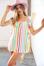 Load image into Gallery viewer, Multicolor Vertical Stripe Ruffle Frill Sleeve Top