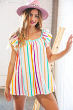Load image into Gallery viewer, Multicolor Vertical Stripe Ruffle Frill Sleeve Top