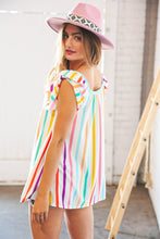 Load image into Gallery viewer, Multicolor Vertical Stripe Ruffle Frill Sleeve Top