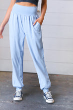 Load image into Gallery viewer, Spring Blue Woven Airflow Wide Waistband Jogger