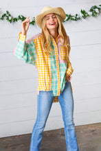 Load image into Gallery viewer, Mint &amp; Pink Cotton Plaid Check Baby Doll Raglan Shirt