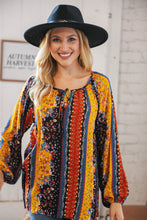 Load image into Gallery viewer, Boho Vertical Floral Front Tie Peasant Woven Blouse