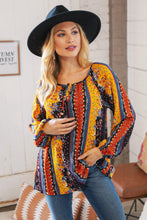 Load image into Gallery viewer, Boho Vertical Floral Front Tie Peasant Woven Blouse