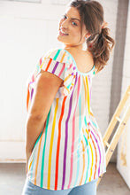 Load image into Gallery viewer, Multicolor Vertical Stripe Ruffle Frill Sleeve Top