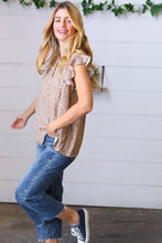Load image into Gallery viewer, Taupe Animal Print Smocked Button Down Top
