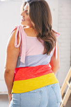 Load image into Gallery viewer, Pink/Lavender Waffle Thermal Color Block Slim Fit Top