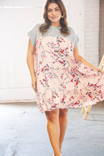 Load image into Gallery viewer, Blush Floral Crinkle Rayon &amp; Terry Babydoll Tiered Dress