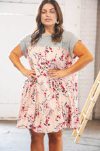 Load image into Gallery viewer, Blush Floral Crinkle Rayon &amp; Terry Babydoll Tiered Dress