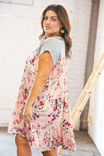 Load image into Gallery viewer, Blush Floral Crinkle Rayon &amp; Terry Babydoll Tiered Dress