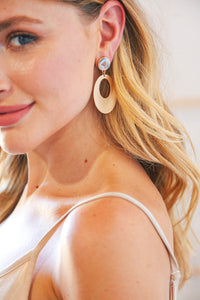 Gold Multicolor Oval Drop Earrings