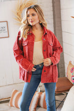 Load image into Gallery viewer, LT Rust Ribbed Cotton Oversized Corduroy Frayed Shacket