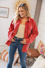 Load image into Gallery viewer, LT Rust Ribbed Cotton Oversized Corduroy Frayed Shacket