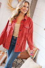 Load image into Gallery viewer, LT Rust Ribbed Cotton Oversized Corduroy Frayed Shacket