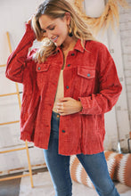 Load image into Gallery viewer, LT Rust Ribbed Cotton Oversized Corduroy Frayed Shacket