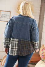 Load image into Gallery viewer, Washed Cotton Denim Plaid Color Block Jacket
