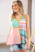 Load image into Gallery viewer, Multi Stripe Textured Color Block Piping Detail Top