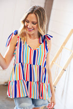 Load image into Gallery viewer, Multicolor Vertical Stripe Tie Bow Woven Top