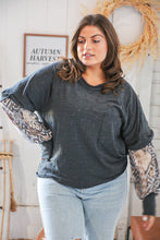 Load image into Gallery viewer, Grey Distressed Twofer Ethnic Thumbhole Top