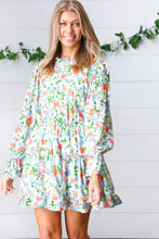 Load image into Gallery viewer, Sage Watercolor Mock Neck Multi-Tiered Dress
