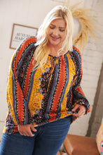 Load image into Gallery viewer, Boho Vertical Floral Front Tie Peasant Woven Blouse